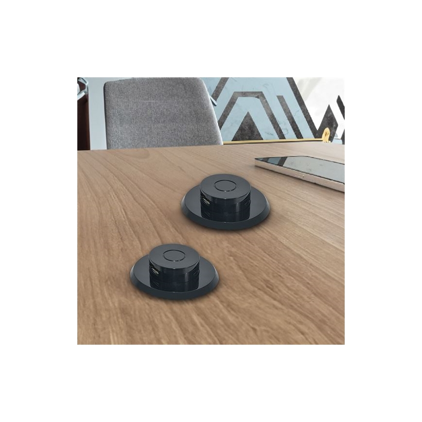 Inbouw USB oplader USB A+C zwart