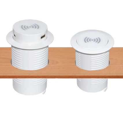 Ingebouwde draadloze oplader + USB A+C wit