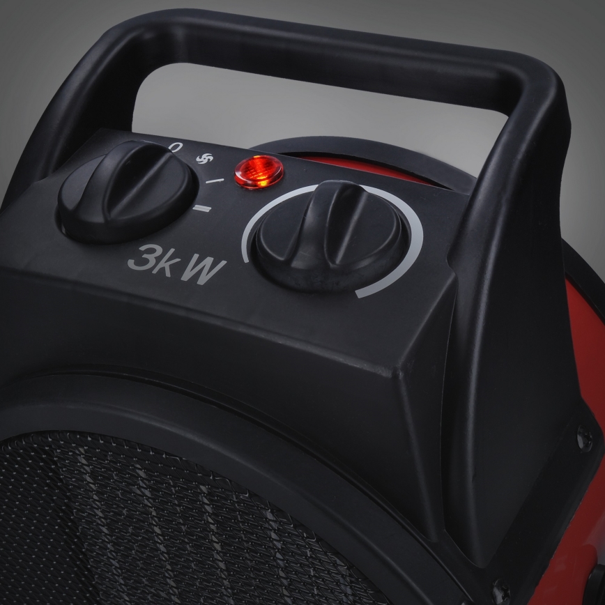 Staande ventilator met een keramisch verwarmingselement 3000W/230V zwart