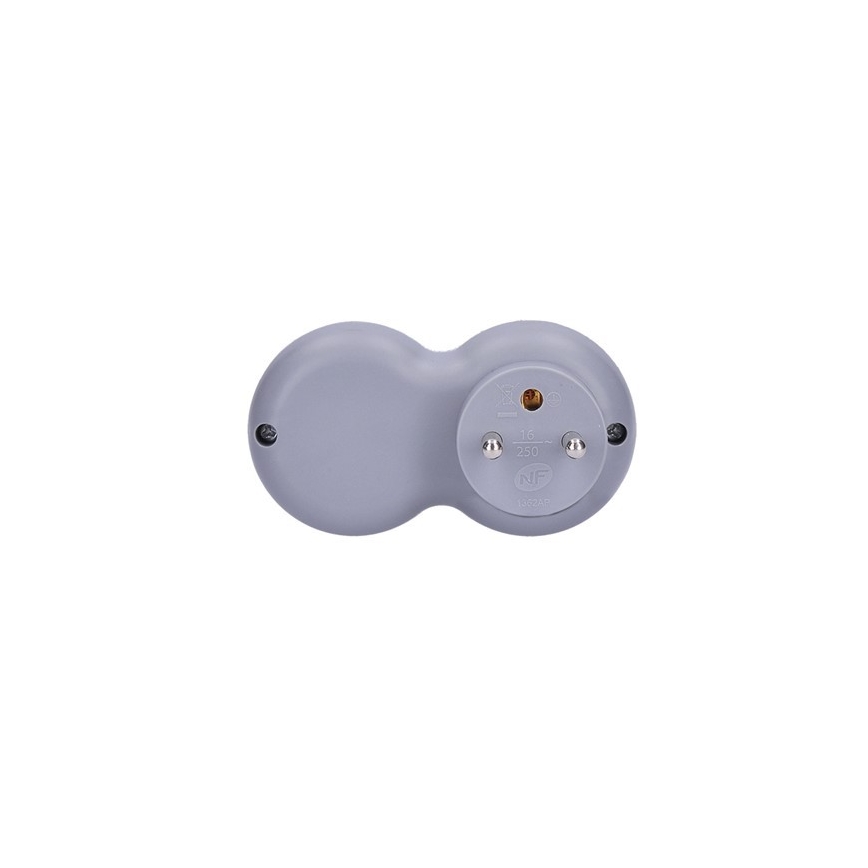 Solight P104 − Verdeelstekker 2x 10A, wit-grijs