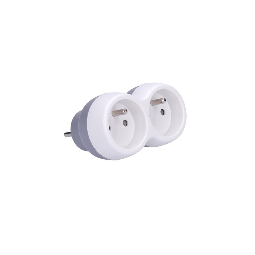 Solight P104 − Verdeelstekker 2x 10A, wit-grijs