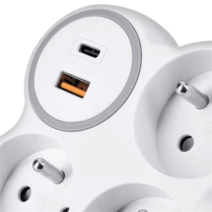 Stekkerdoos 3x 16A + USB A+C snellader 20W