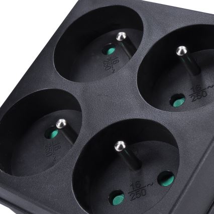 Stekkerdoos splitter 4x 10A zwart