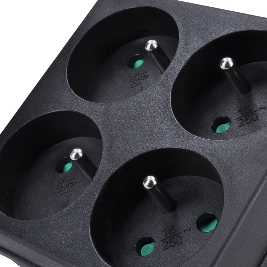 Stekkerdoos splitter 4x 10A zwart