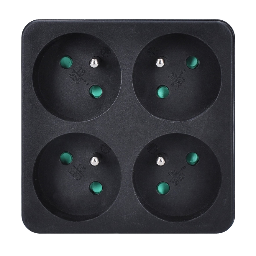 Stekkerdoos splitter 4x 10A zwart