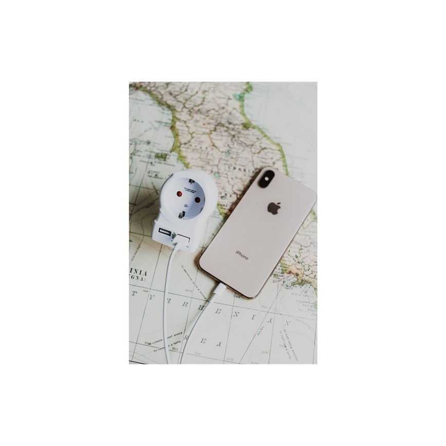 Reisstekker voor USA 230V + 2x USB poort