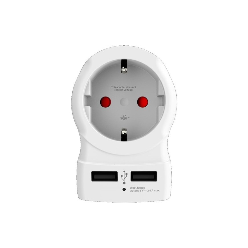 Reisstekker voor USA 230V + 2x USB poort