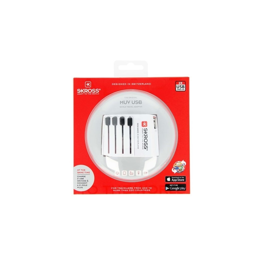 Internationale Reisstekker 230V + 2x USB poort