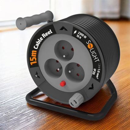Kabelhaspel met 3 stopcontacten, 12 m