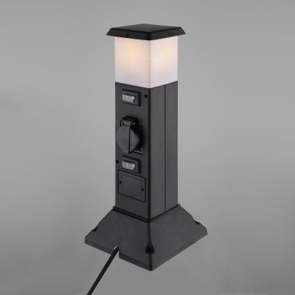 Buitenlamp met 2 stopcontacten 1xE14/15W/230V IP44 zwart