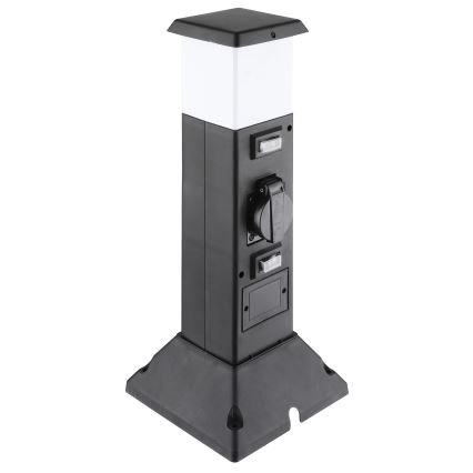 Buitenlamp met 2 stopcontacten 1xE14/15W/230V IP44 zwart