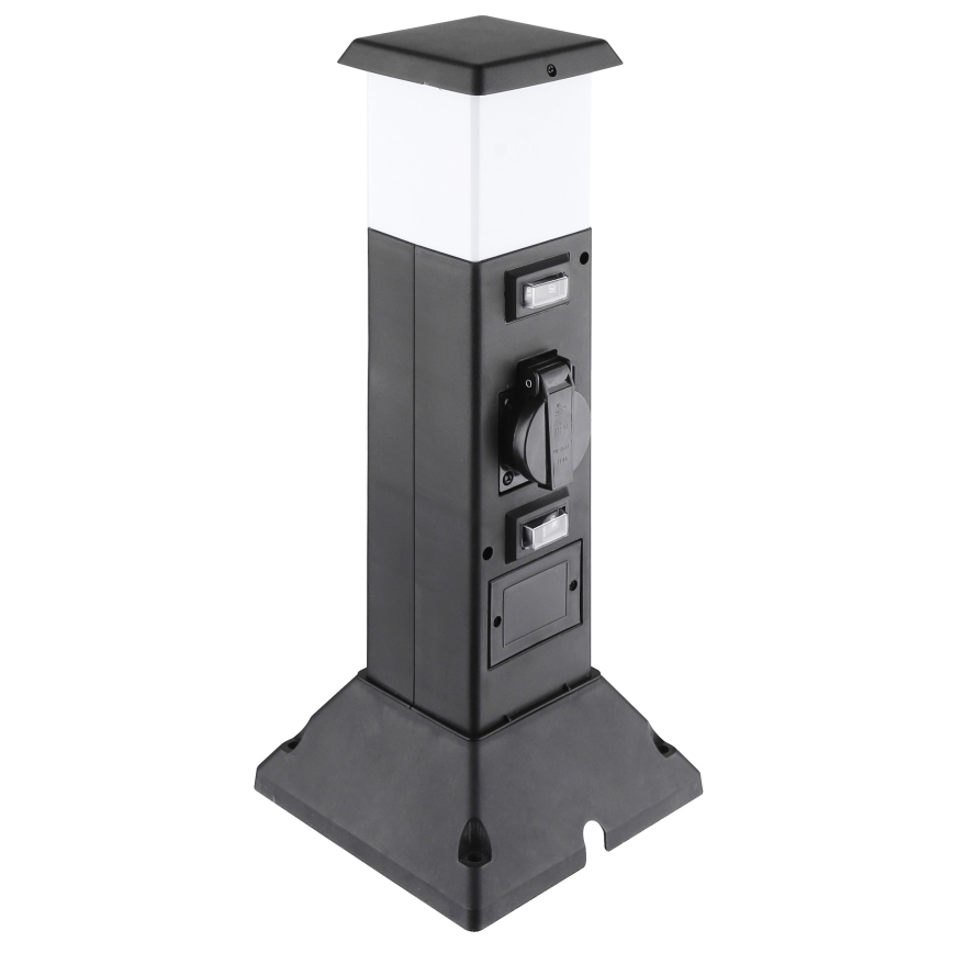 Buitenlamp met 2 stopcontacten 1xE14/15W/230V IP44 zwart