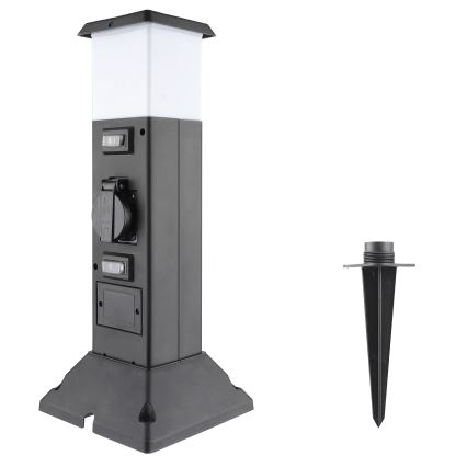 Buitenlamp met 2 stopcontacten 1xE14/15W/230V IP44 zwart
