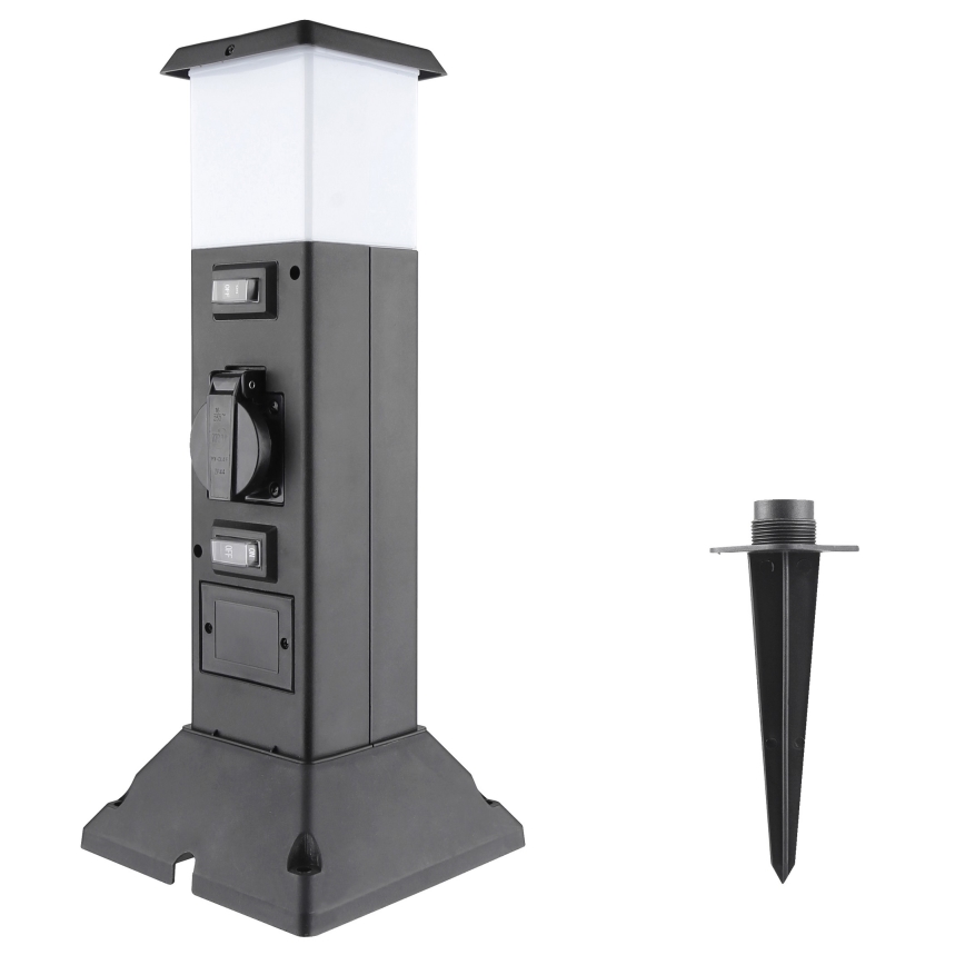 Buitenlamp met 2 stopcontacten 1xE14/15W/230V IP44 zwart