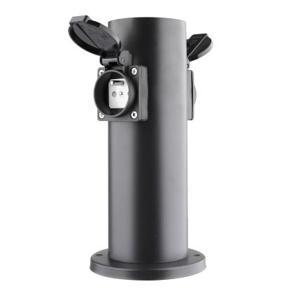 Buitenstopcontactpaal 2-voudig 230V IP44 zwart rond