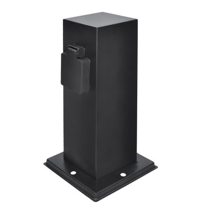 Buitenstopcontactpaal 2-voudig 230V IP44 zwart vierkant