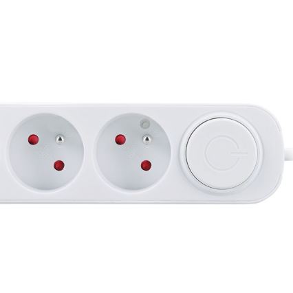 3 meter verlengkabel met schakelaar, 3 stopcontacten en USB A- en C-oplaadpoorten