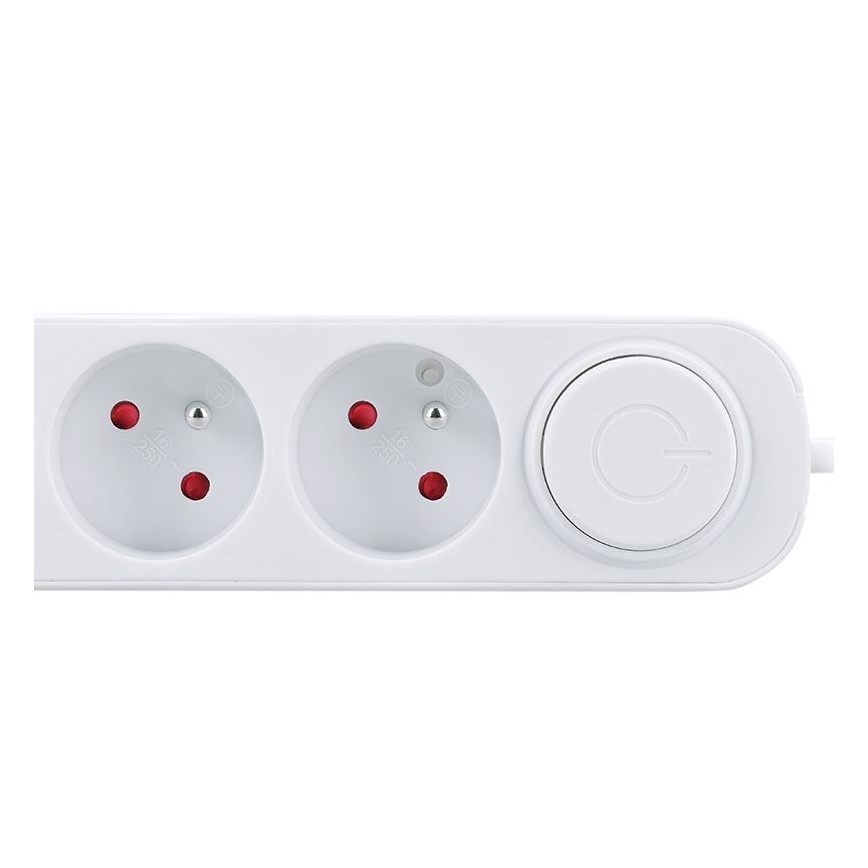 3 meter verlengkabel met schakelaar, 3 stopcontacten en USB A- en C-oplaadpoorten