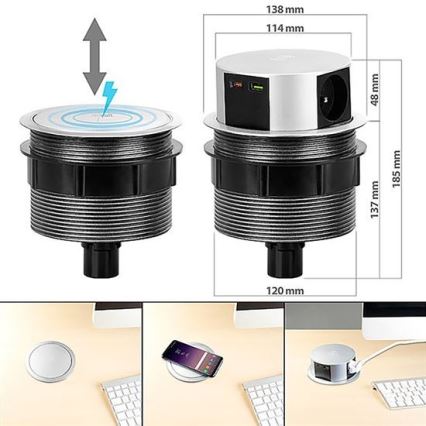 Stopcontact Pop-up Tafel 2x230V + 2xUSB