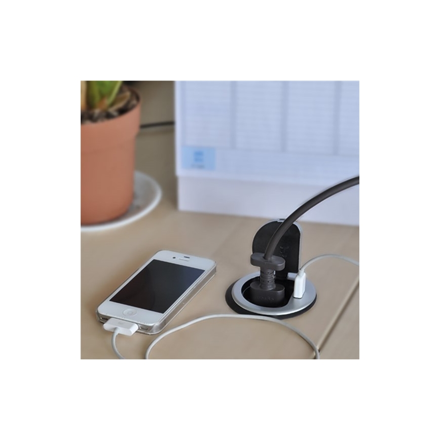 Inbouw USB-stopcontact met deksel 230V