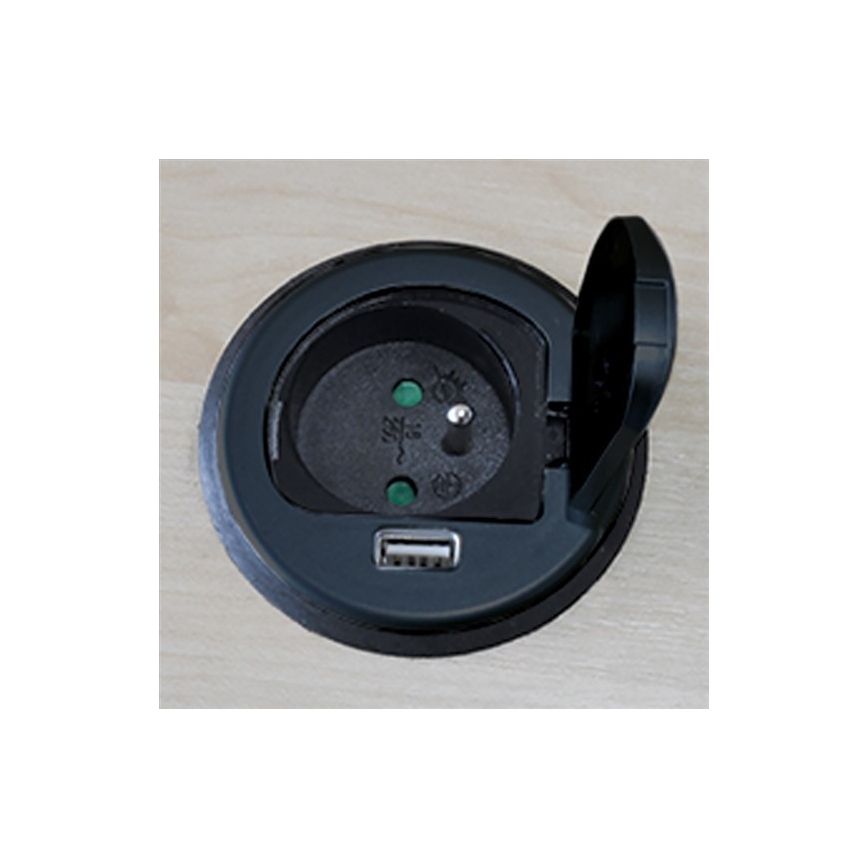 Inbouw USB-stopcontact met deksel 230V