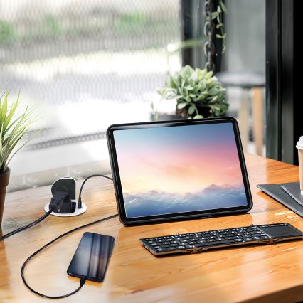 Stekkerdoos voor tafelblad 1x230V + USB-C Power Delivery zilver/zwart