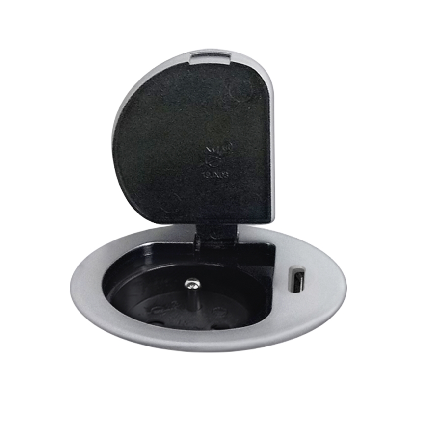 Stekkerdoos voor tafelblad 1x230V + USB-C Power Delivery zilver/zwart