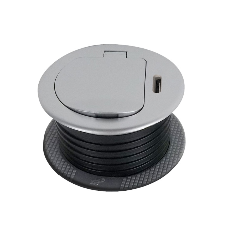 Stekkerdoos voor tafelblad 1x230V + USB-C Power Delivery zilver/zwart