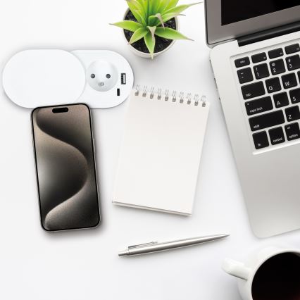 Inbouwstopcontact 20W 1x + USB-A en USB-C wit