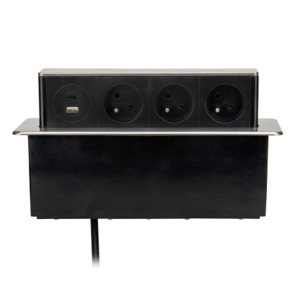 Stopcontactzuil voor tafelblad 3x230V + USB-A + USB-C