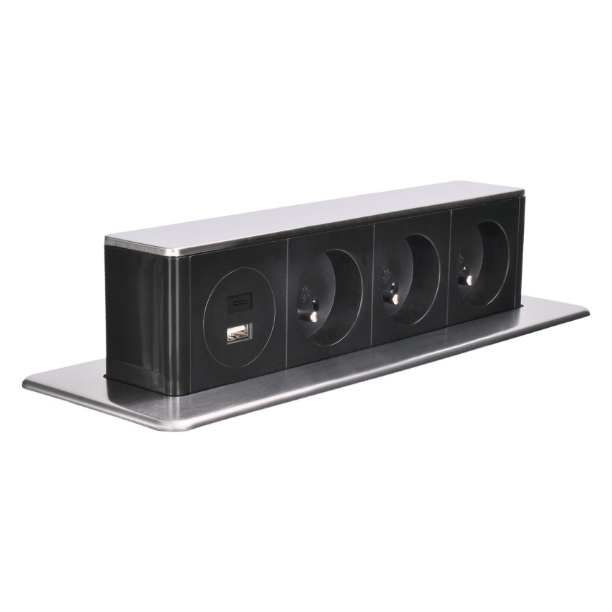 Stopcontactzuil voor tafelblad 3x230V + USB-A + USB-C