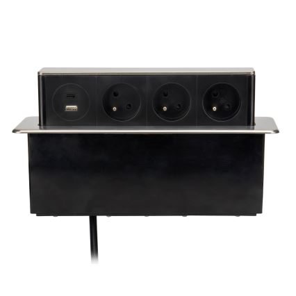 Stekkerdoos voor tafelblad 3x230V + USB-A + USB-C