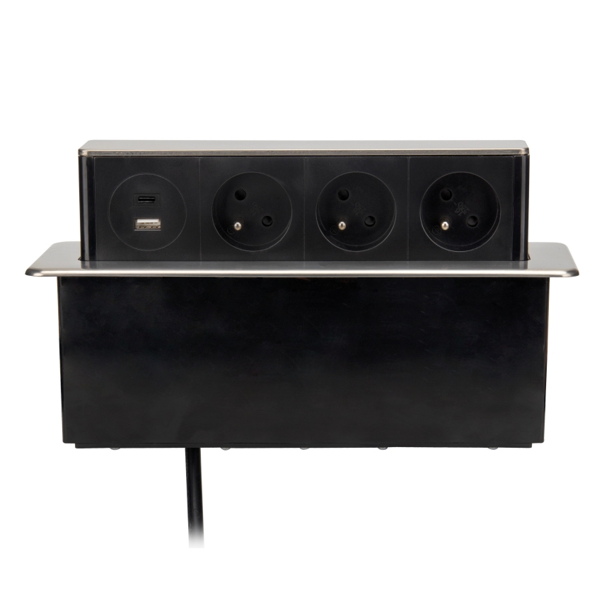 Stekkerdoos voor tafelblad 3x230V + USB-A + USB-C