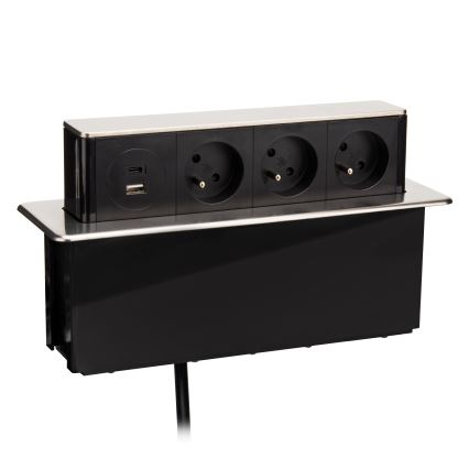 Stekkerdoos voor tafelblad 3x230V + USB-A + USB-C