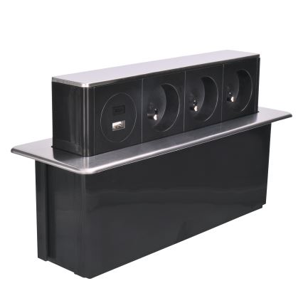 Stekkerdoos voor tafelblad 3x230V + USB-A + USB-C