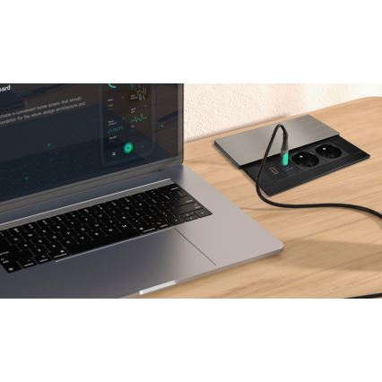 Inbouwstopcontact 20W, 2-voudig + USB-A + USB-C + HDMI