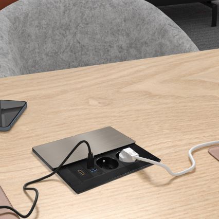 Inbouwstopcontact 20W, 2-voudig + USB-A + USB-C + HDMI