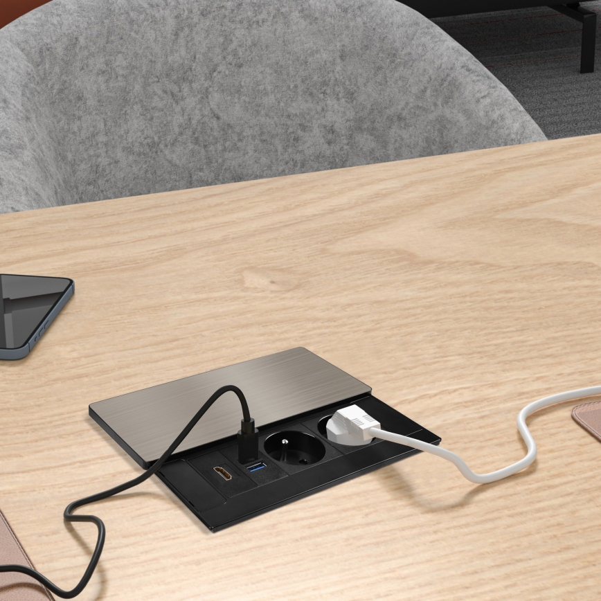 Inbouwstopcontact 20W, 2-voudig + USB-A + USB-C + HDMI