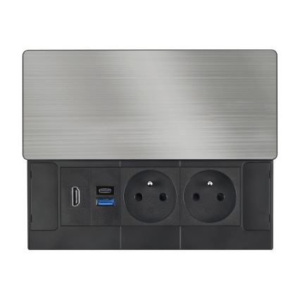 Inbouwstopcontact 20W, 2-voudig + USB-A + USB-C + HDMI