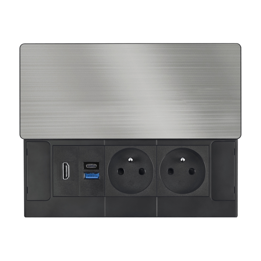 Inbouwstopcontact 20W, 2-voudig + USB-A + USB-C + HDMI