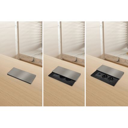 Inbouwstopcontact met 20W draadloos opladen, 2 stopcontacten + USB-A + USB-C