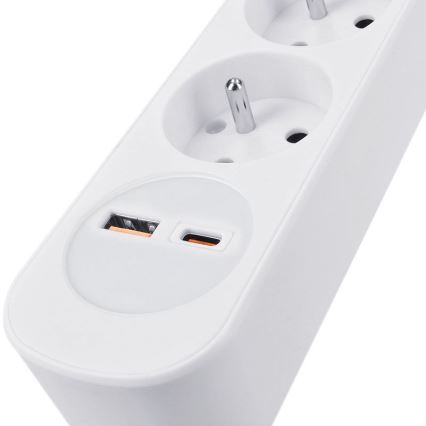 Verlengsnoer met schakelaar, 5 stopcontacten en USB‑A/USB‑C‑oplaadpoorten, 3 m