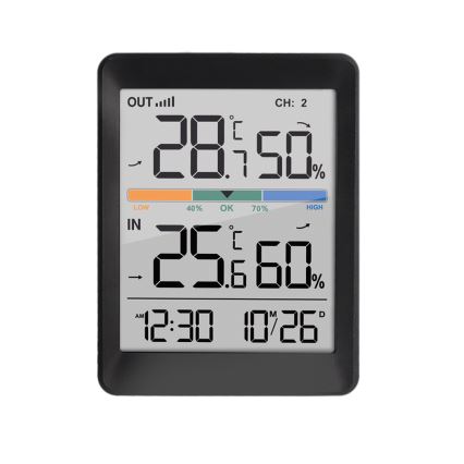 Weerstation met wekker 2xAAA zwart