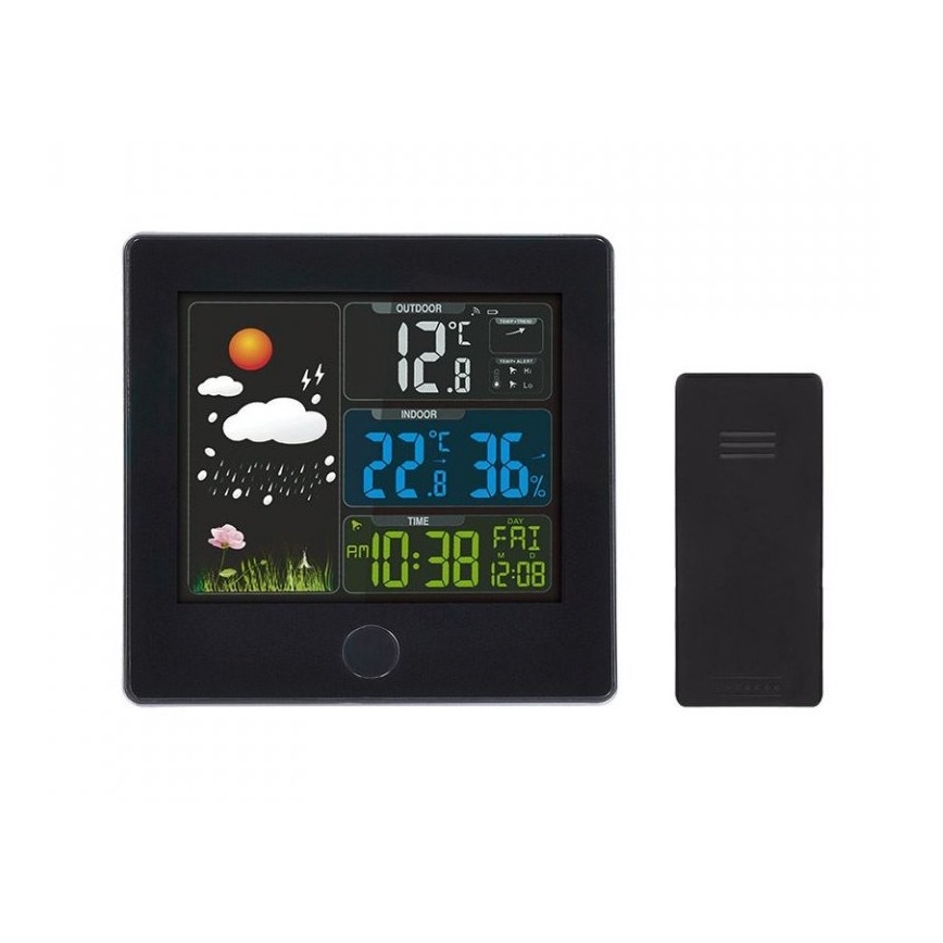 Weerstation met LCD scherm 230V zwart