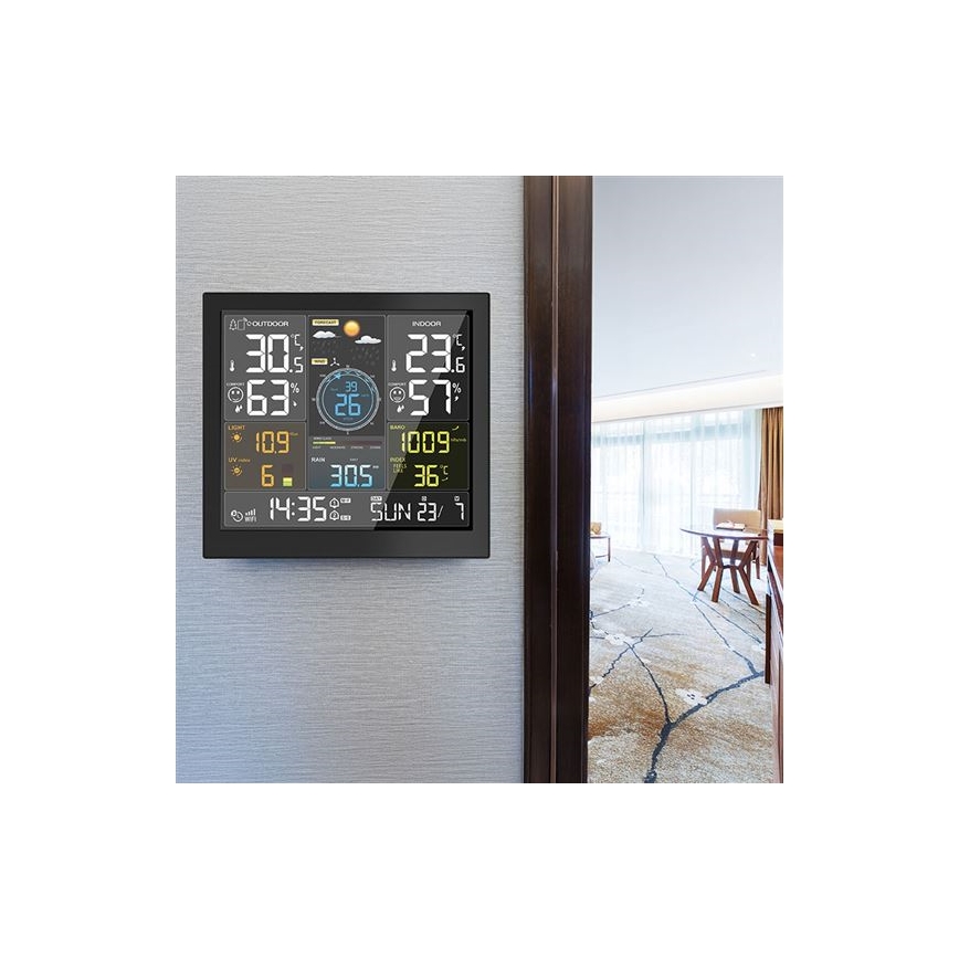 Professioneel weerstation met LCD-display, 5V/2xAA + 3xAAA, Wi‑Fi