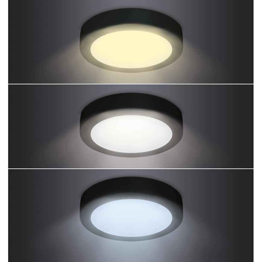 LED Plafondlamp LED/12W/230V 3000/4000/6000K zwart rond