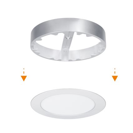 LED opbouw-/inbouwpaneel 2-in-1 LED/12W/230V 3000/4000/6000K Ø17cm IP54 zilver
