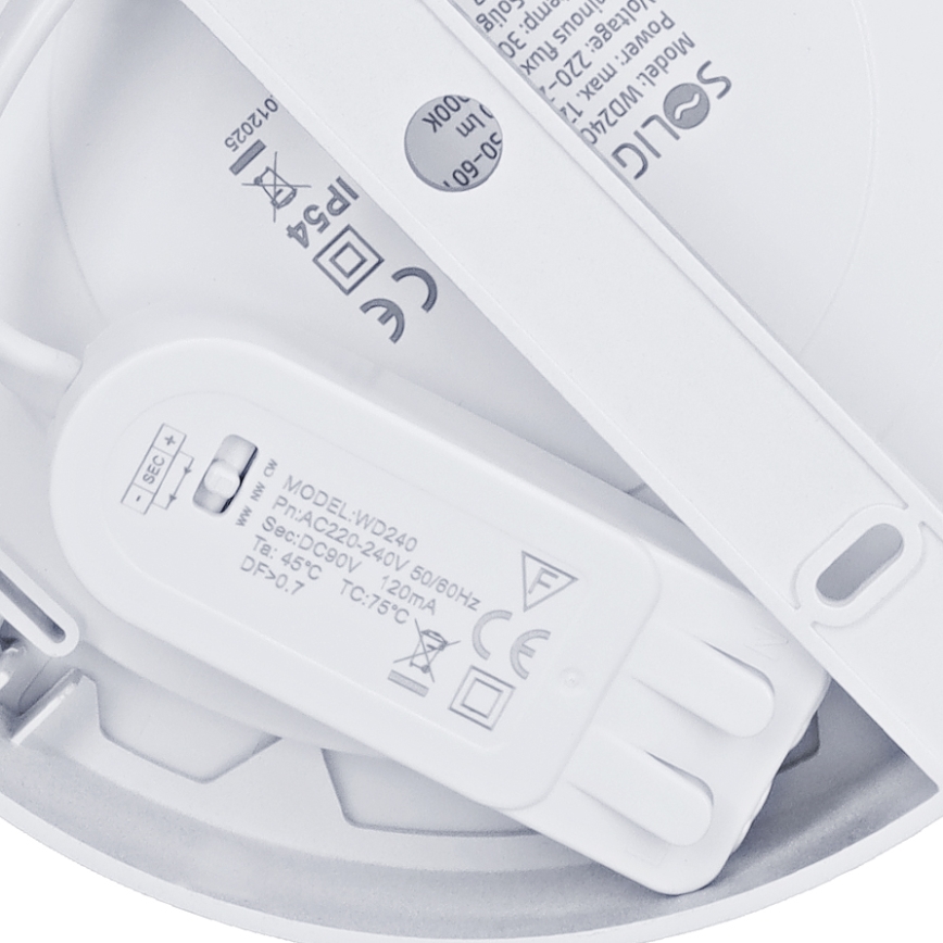 LED opbouw-/inbouwpaneel 2-in-1 LED/12W/230V 3000/4000/6000K Ø17cm IP54 zilver