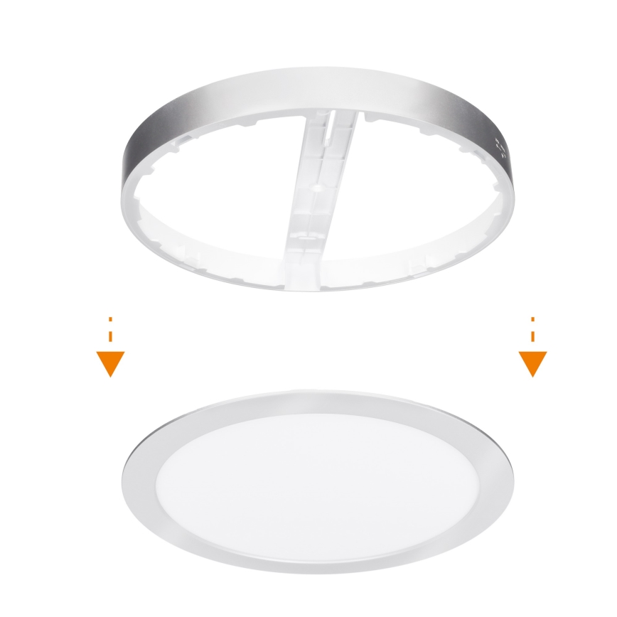 LED Opbouw-/inbouwpaneel 2-in-1 18W/230V 3000/4000/6000K Ø 22,5 cm IP54 zilver