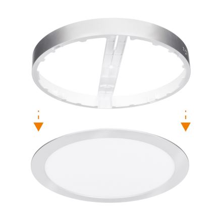 LED opbouw-/inbouwpaneel 2-in-1 24W/230V 3000/4000/6000K Ø 30 cm IP54 zilver